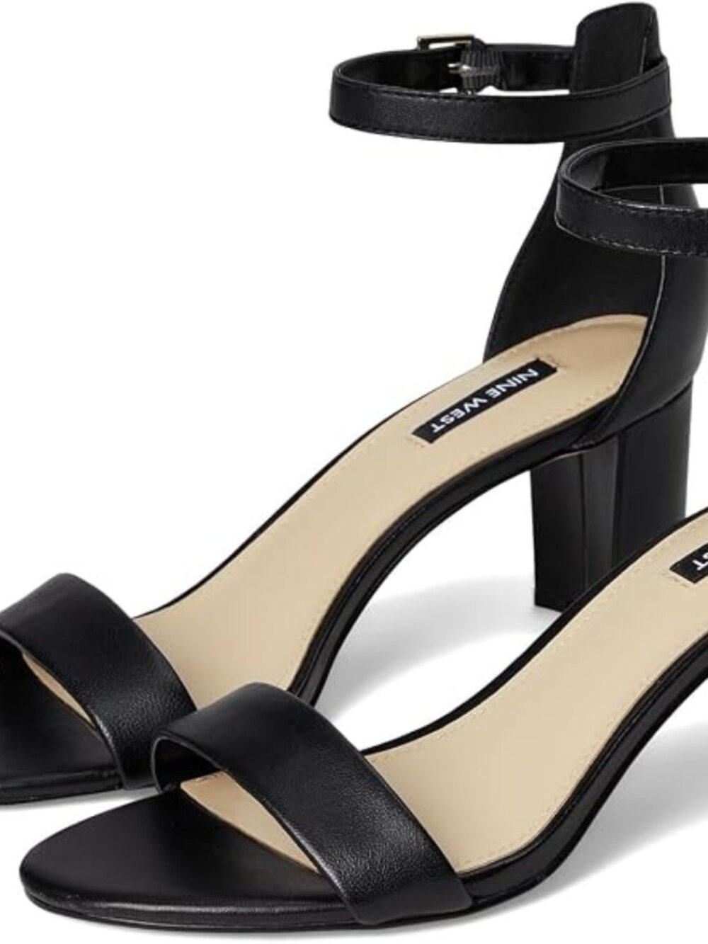 Nine West "Pruce" Black Block Heel Ankle Strap Women 10M